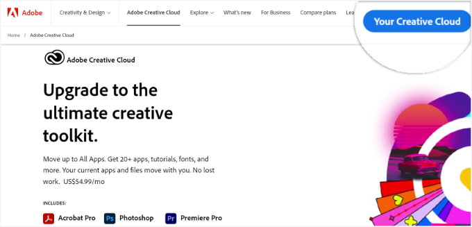 Gå till din Creative Cloud-app