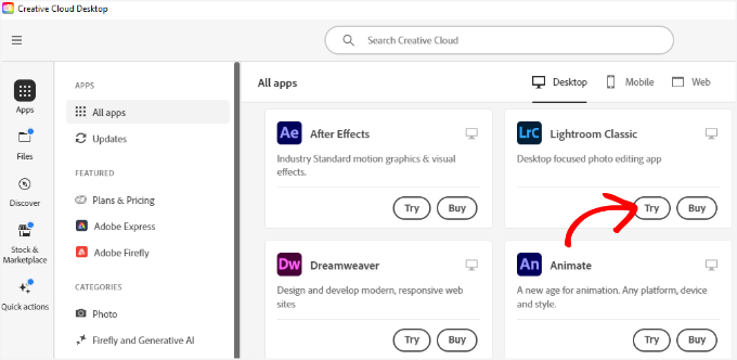 Prova Lightroom Classic