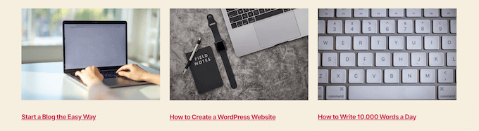 Blok düzenleyici gönderi ızgarası örneği Blok düzenleyici gönderi ızgarası örneği