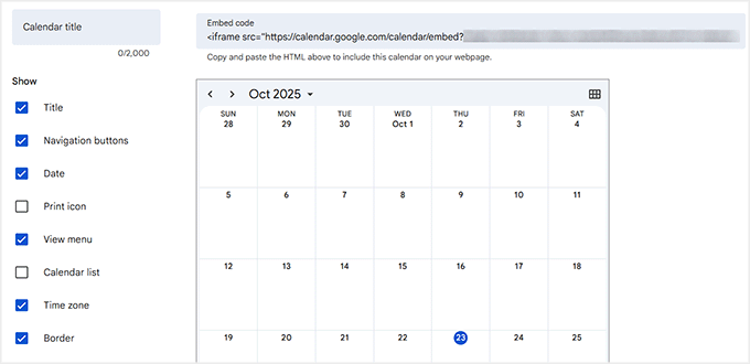 Configure elements to show in your Google Calendar