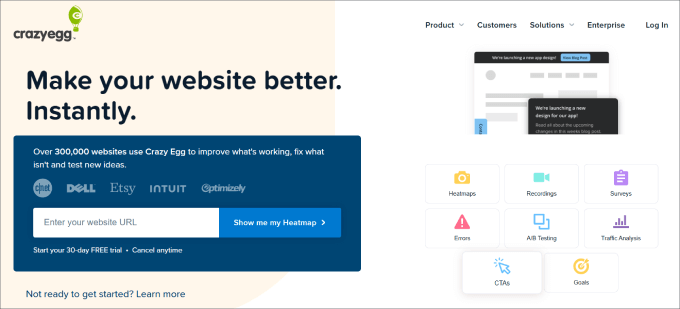 Crazyegg's homepage Crazyegg's homepage