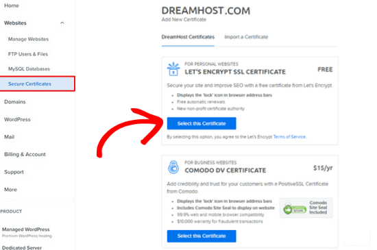 Add free Let's Encrypt SSL in Dreamhost Add free Let's Encrypt SSL in Dreamhost
