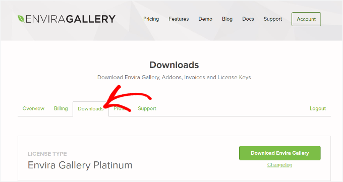 Gå till Envira nedladdningsfliken