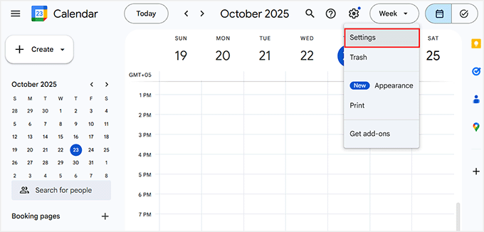 Open your Google Calendar settings
