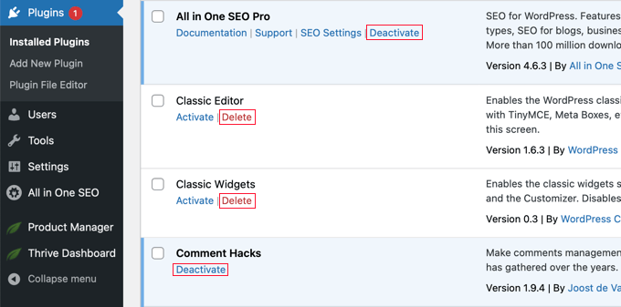 Uninstall or Delete a WordPress plugin Uninstall or Delete a WordPress plugin