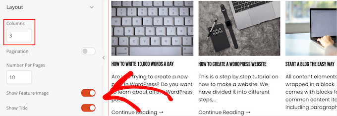 Sütun sayısı, başlık ve resim ayarla Sütun sayısı, başlık ve resim ayarla