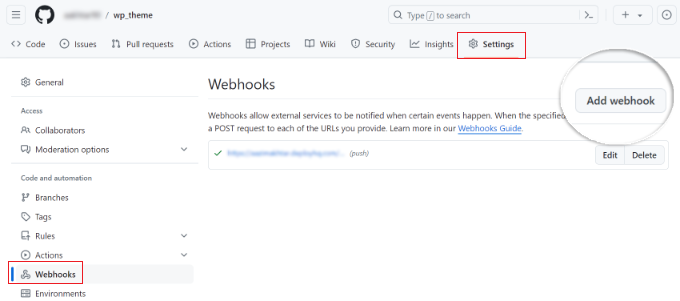 Add webhook to GitHub Add webhook to GitHub