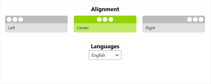 Choose reactions alignment and language Choose reactions alignment and language