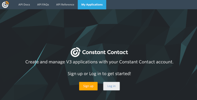 Loggin in to create Constant Contact V3 application