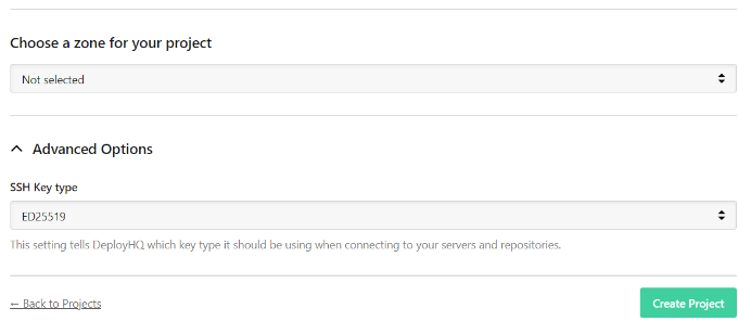 Create project in deploy Create project in deploy