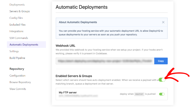 Enable auto deployment Enable auto deployment