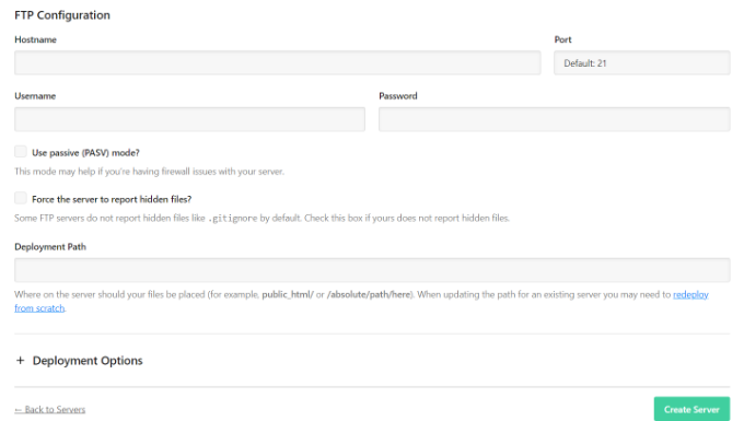 Enter FTP config details Enter FTP config details