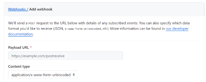 Enter webhook address Enter webhook address