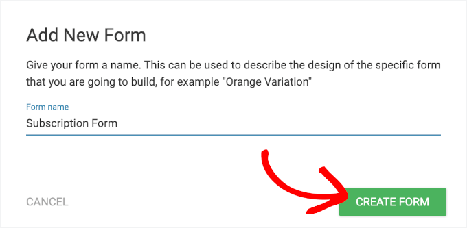 Naming lead generation form