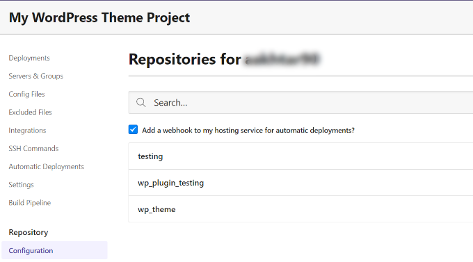 Select GitHub project Select GitHub project