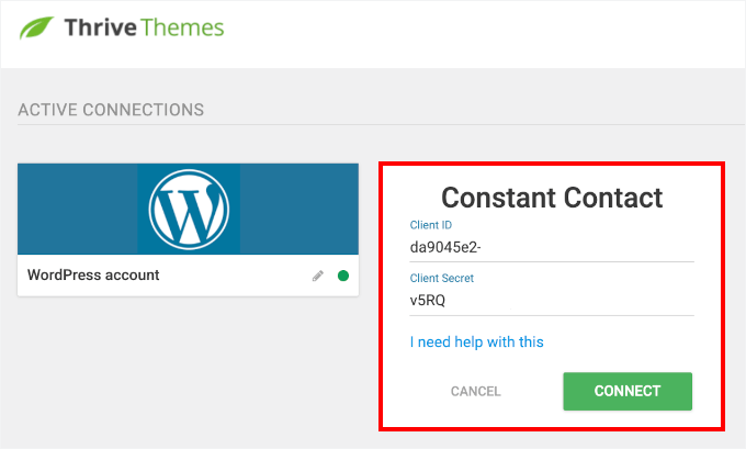 Filling out Client ID and Client Secret