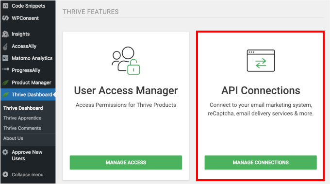 Managing API Connections in Thrive