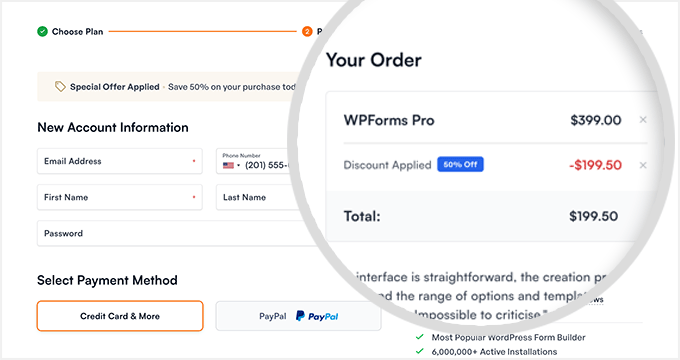 WPForms checkout page