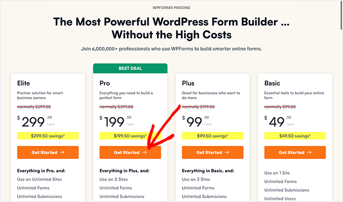 WPForms pricing plans