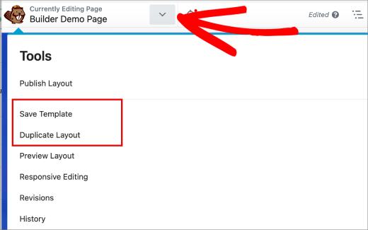 Save layout as template Beaver Builder tools