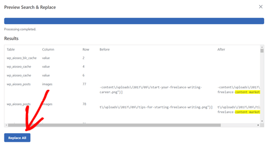 Click Replace All in Search & Replace Everything Click Replace All in Search & Replace Everything