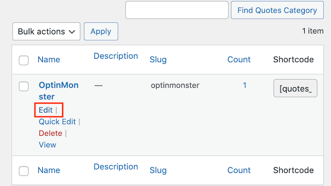 WordPressダッシュボードで引用カテゴリを編集する