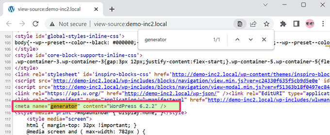Etiqueta Generator en el código fuente
