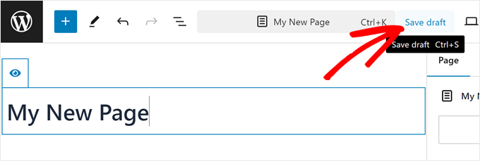 Saving a page as a draft Saving a page as a draft