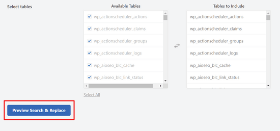 Select tables in Search & Replace Everything plugin Select tables in Search & Replace Everything plugin