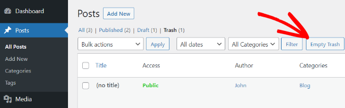 Click empty trash button Click empty trash button