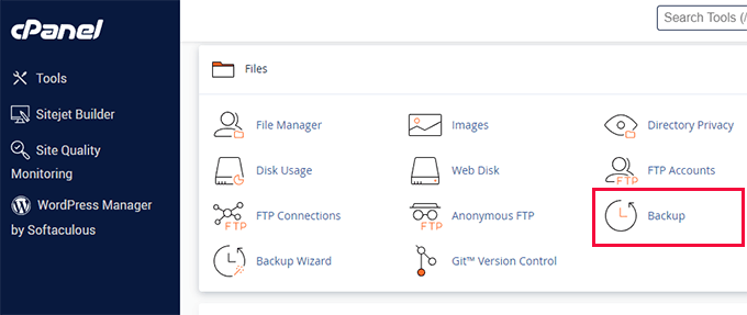 Backup in cPanel cPanel backup