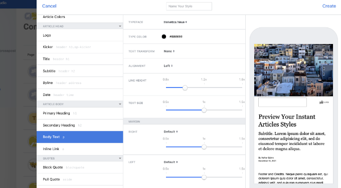 Personnalisez vos articles instantanés
