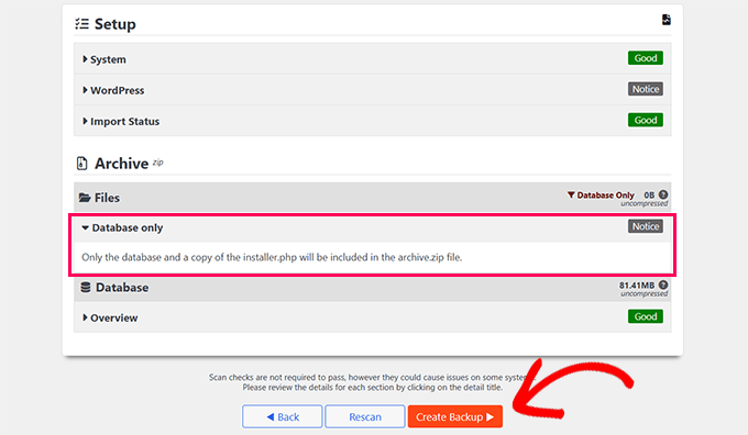 Create Database only backup Create Database only backup