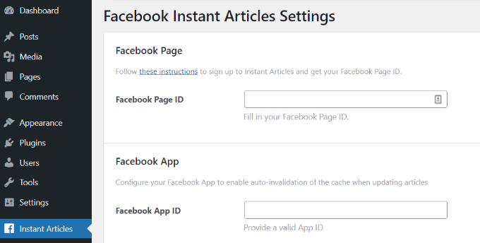 Entrez l'ID de votre page Facebook