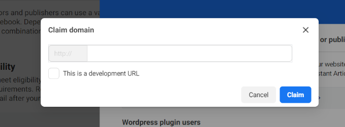 Entrez l'URL de votre site