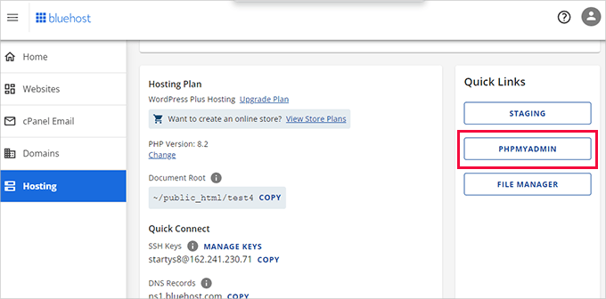 Launch phpMyAdmin Launch phpMyAdmin
