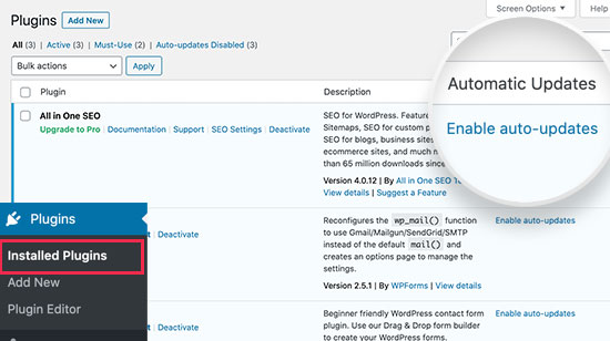 Enable automatic updates for WordPress plugins Enable automatic updates for WordPress plugins