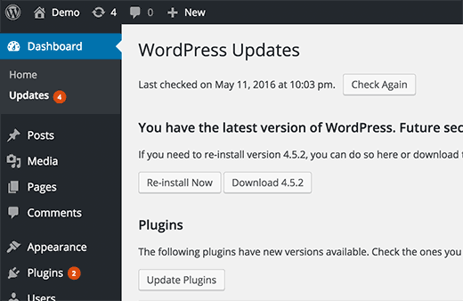 WordPress updates WordPress updates