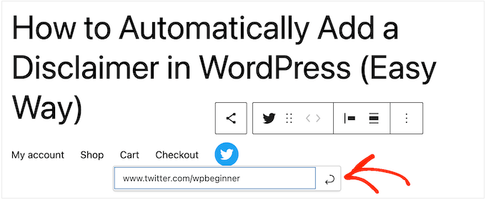 Adding a Twitter link in WordPress Adding a Twitter link in WordPress