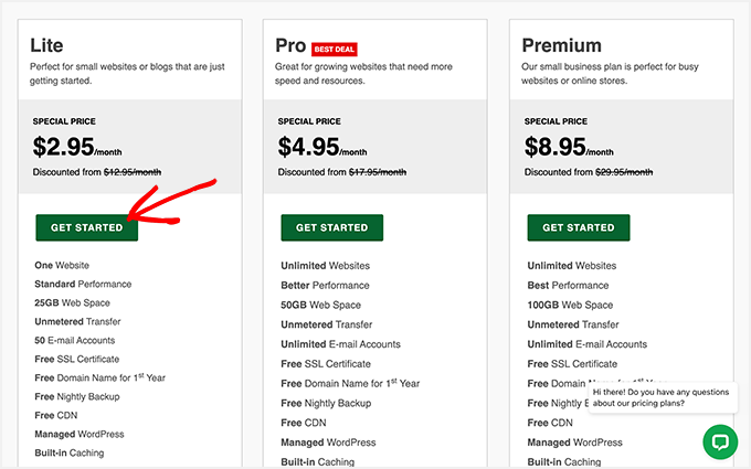 Choose your plan: the lite plan will give you the biggest discount on GreenGeeks hosting