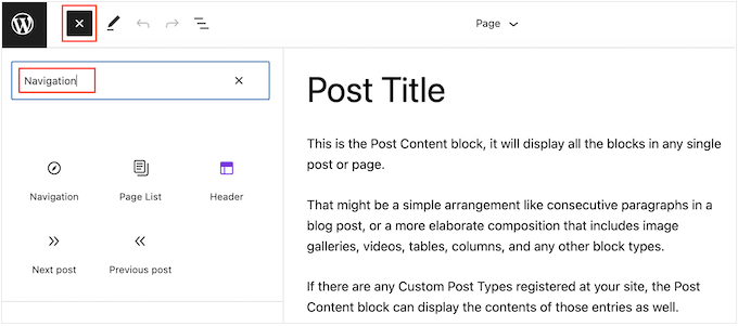 Adding a Navigation block to a block-based template Adding a Navigation block to a block-based template