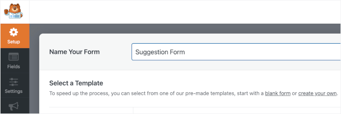 wpforms-setup-name-suggestionform Naming the WPForms form