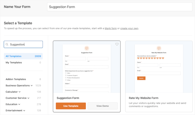 Choose a form template Choose a form template