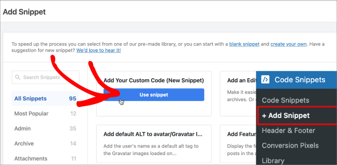 add custom code snippet add custom code snippet