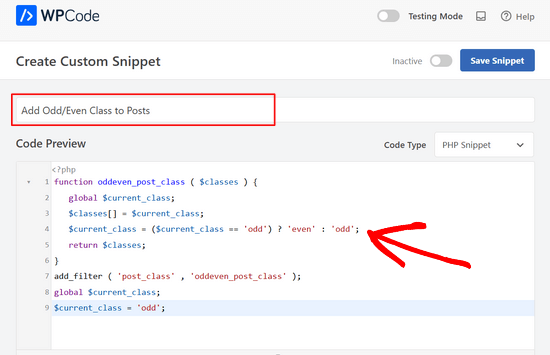Lipește codul pentru a adăuga clasa impar/par postărilor tale