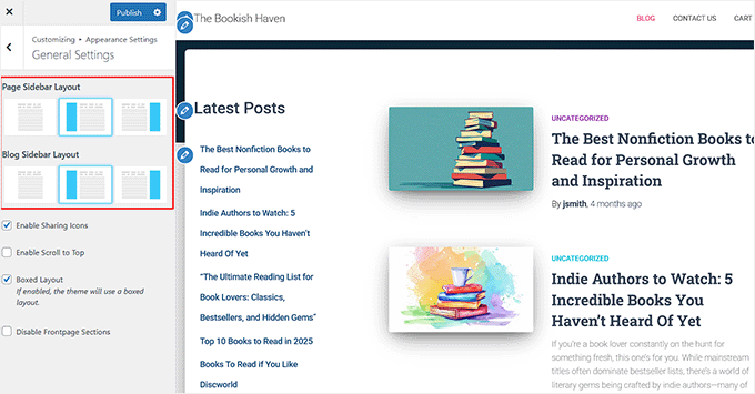 Change sidebar position in Hestia