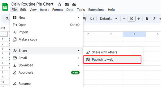 Click Publish to web option Click Publish to web option