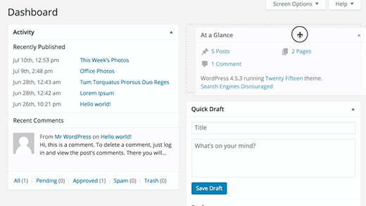 Rearrange dashboard boxes Rearrange dashboard boxes