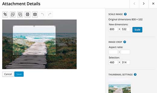 editimages Editing images in WordPress