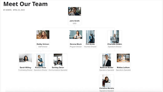 An org chart, created using WordPress An org chart, created using WordPress